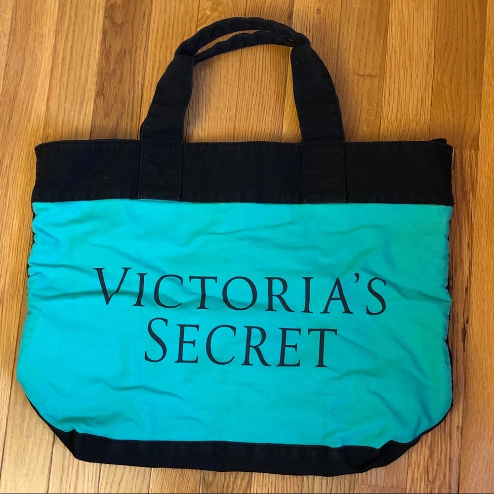 Victoria’s Secret Green/Blue/Black Canvas Tote